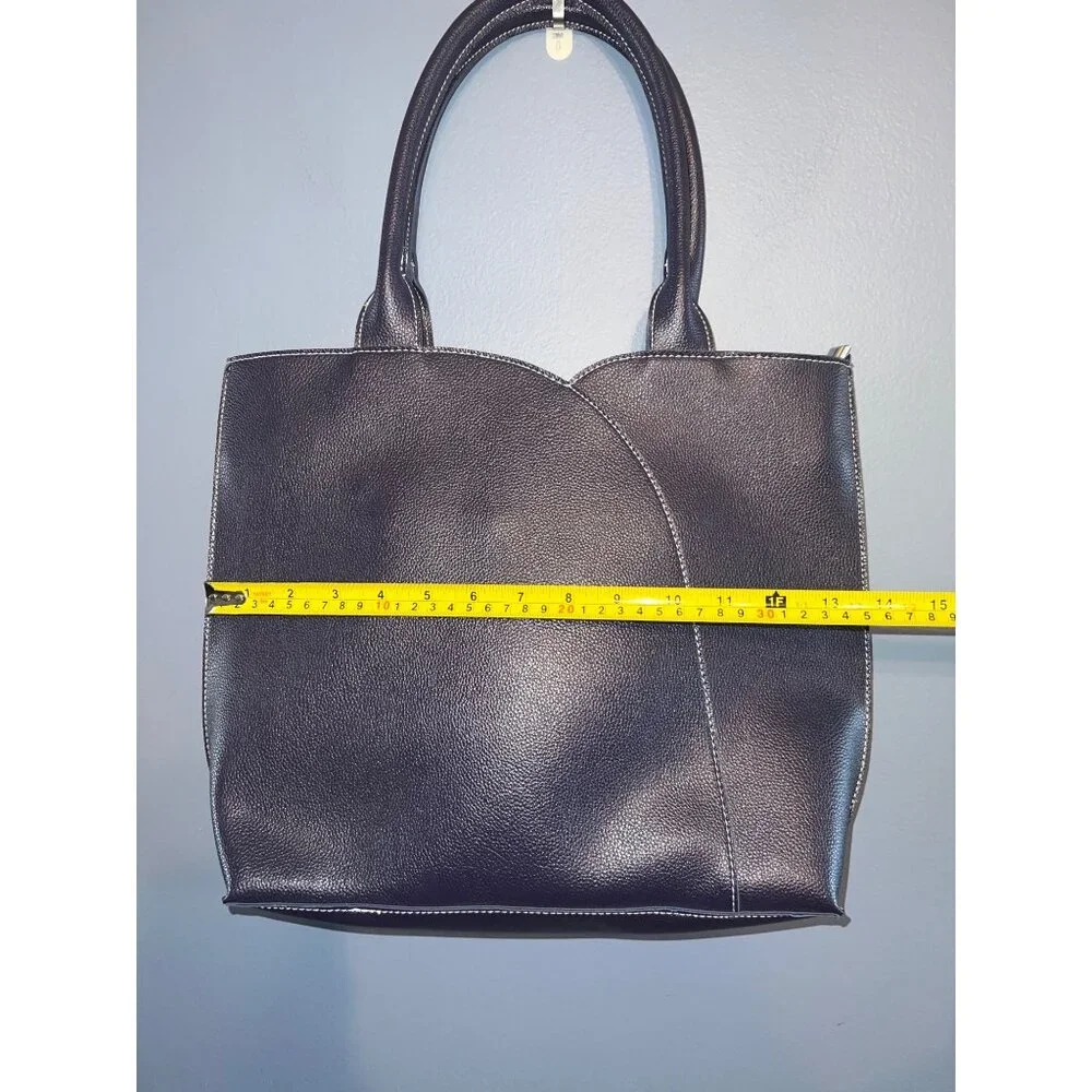 Mellow World Navy Blue/Purple Vegan Leather Tote‎ Purse W Multi Colored Tassels